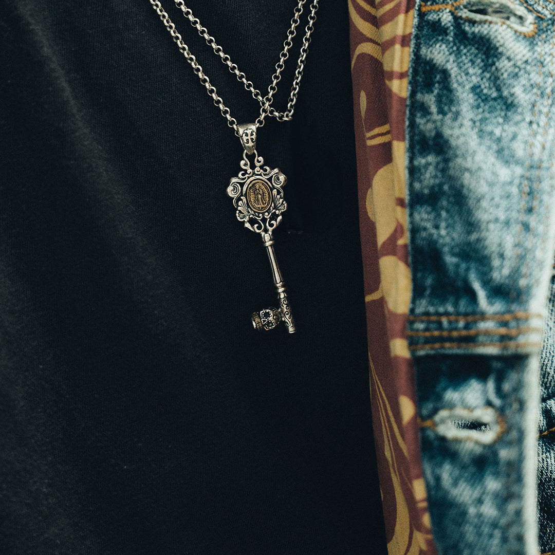 Calavera Virgin Mary Key Necklace