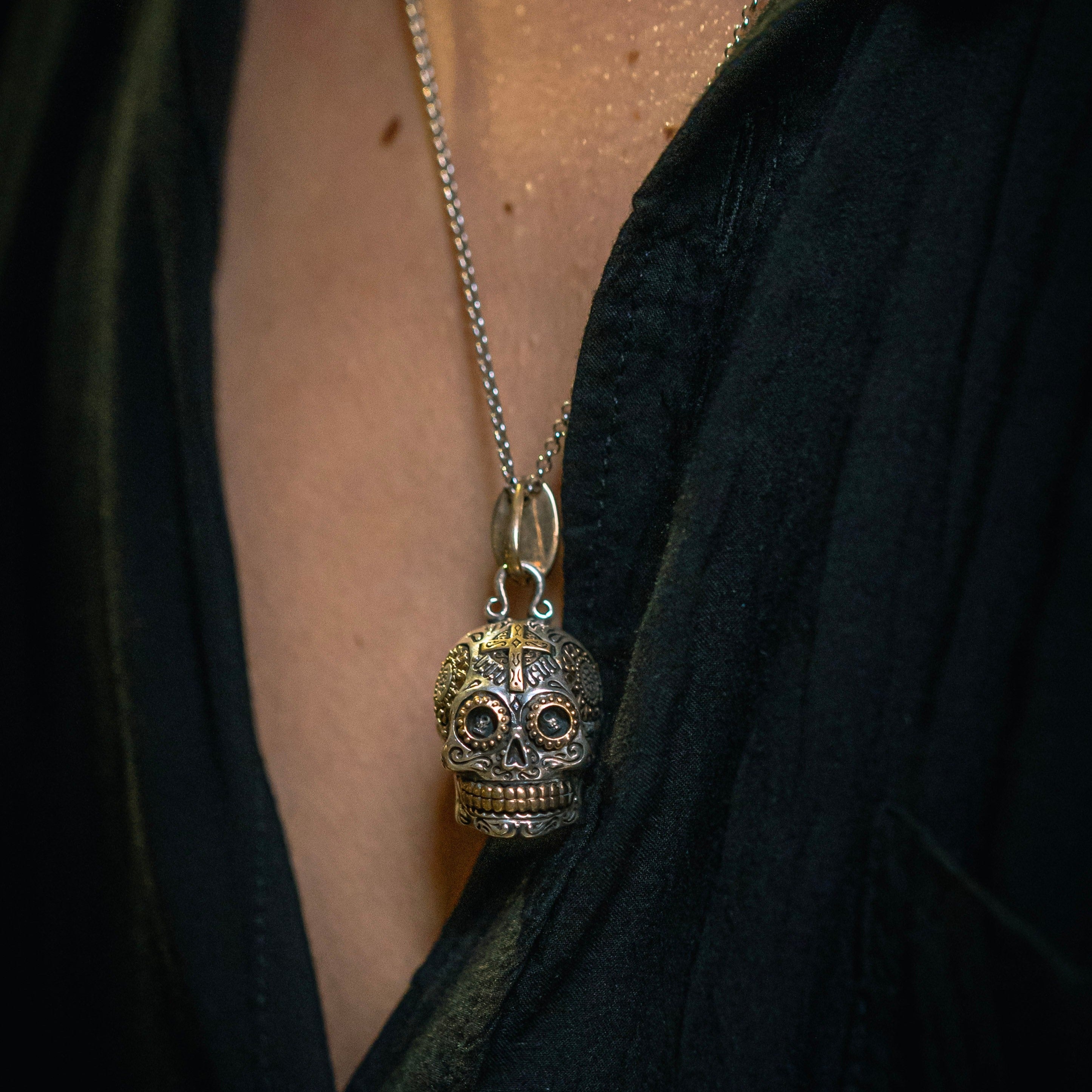 Large Calavera Sugar Skull Necklace