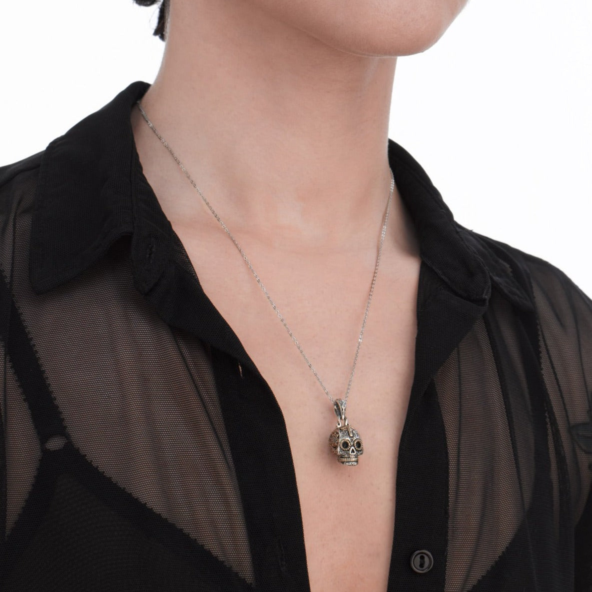 Small Calavera Sugar Skull Necklace
