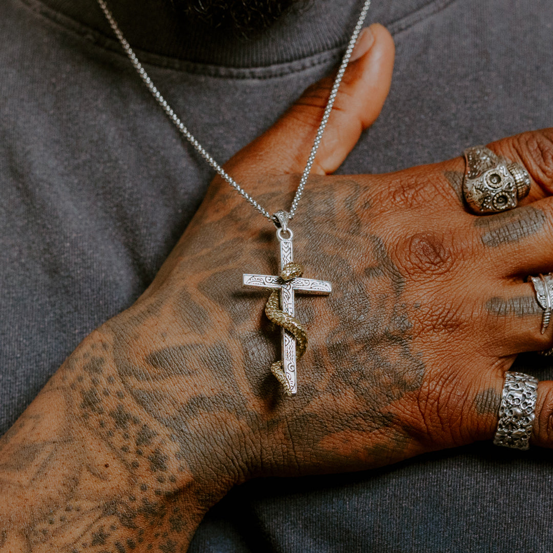 Serpent Cross Necklace