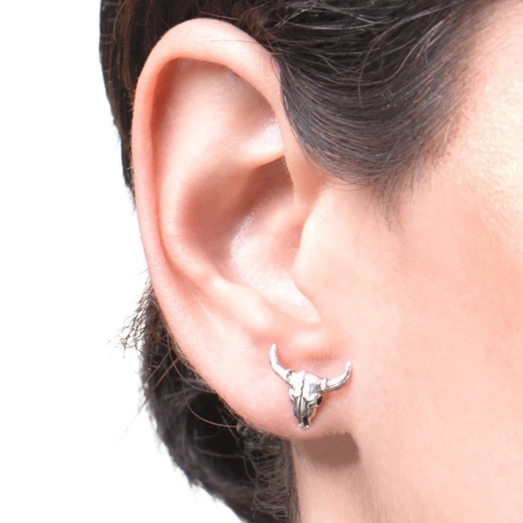 Bull Skull Stud Earrings