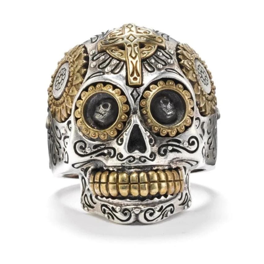 Calavera Sugar Skull Ring - Silver Phantom Jewelry