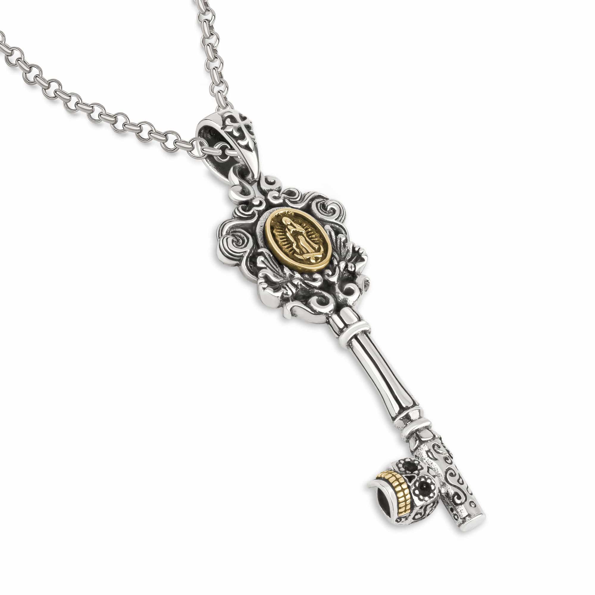 Calavera Virgin Mary Key Necklace