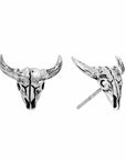 Bull Skull Stud Earring - Silver Phantom Jewelry