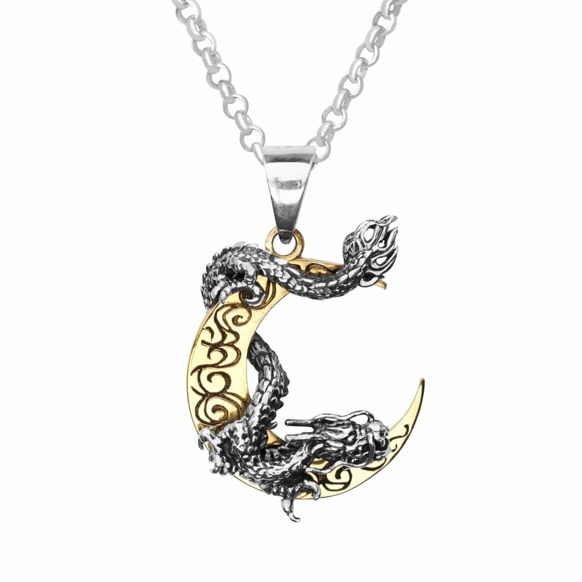 Crescent Moon &amp; Dragon Necklace
