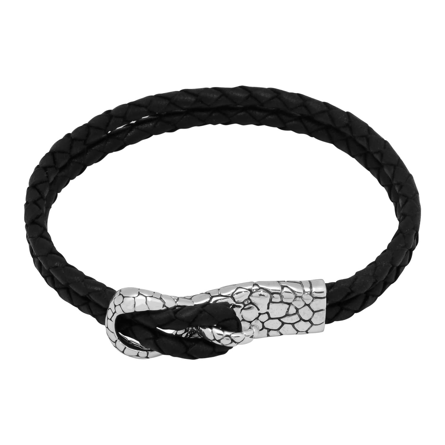Stone Texture Leather Bracelet - Silver Phantom Jewelry