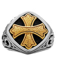 Layered Cross Ring with 18k Gold - Silver Phantom Jewelry