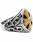 Layered Cross Ring with 18k Gold - Silver Phantom Jewelry