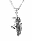 Rose and Feather Necklace - Silver Phantom Jewelry