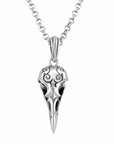 Carved Bird Skull Necklace - Silver Phantom Jewelry