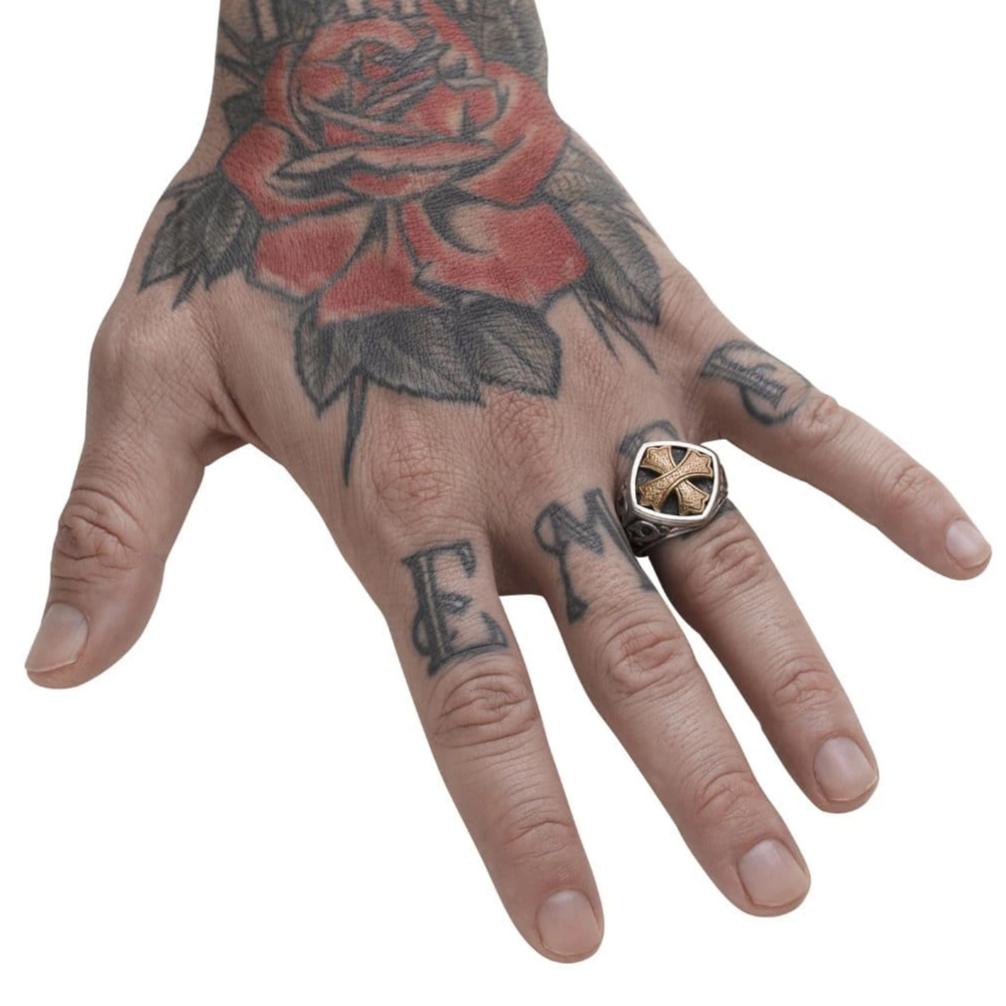 Layered Cross Ring with 18k Gold - Silver Phantom Jewelry