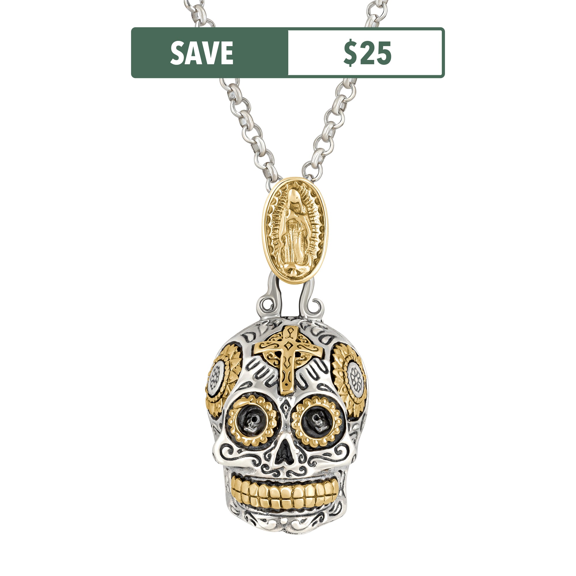 Large Calavera Sugar Skull Necklace