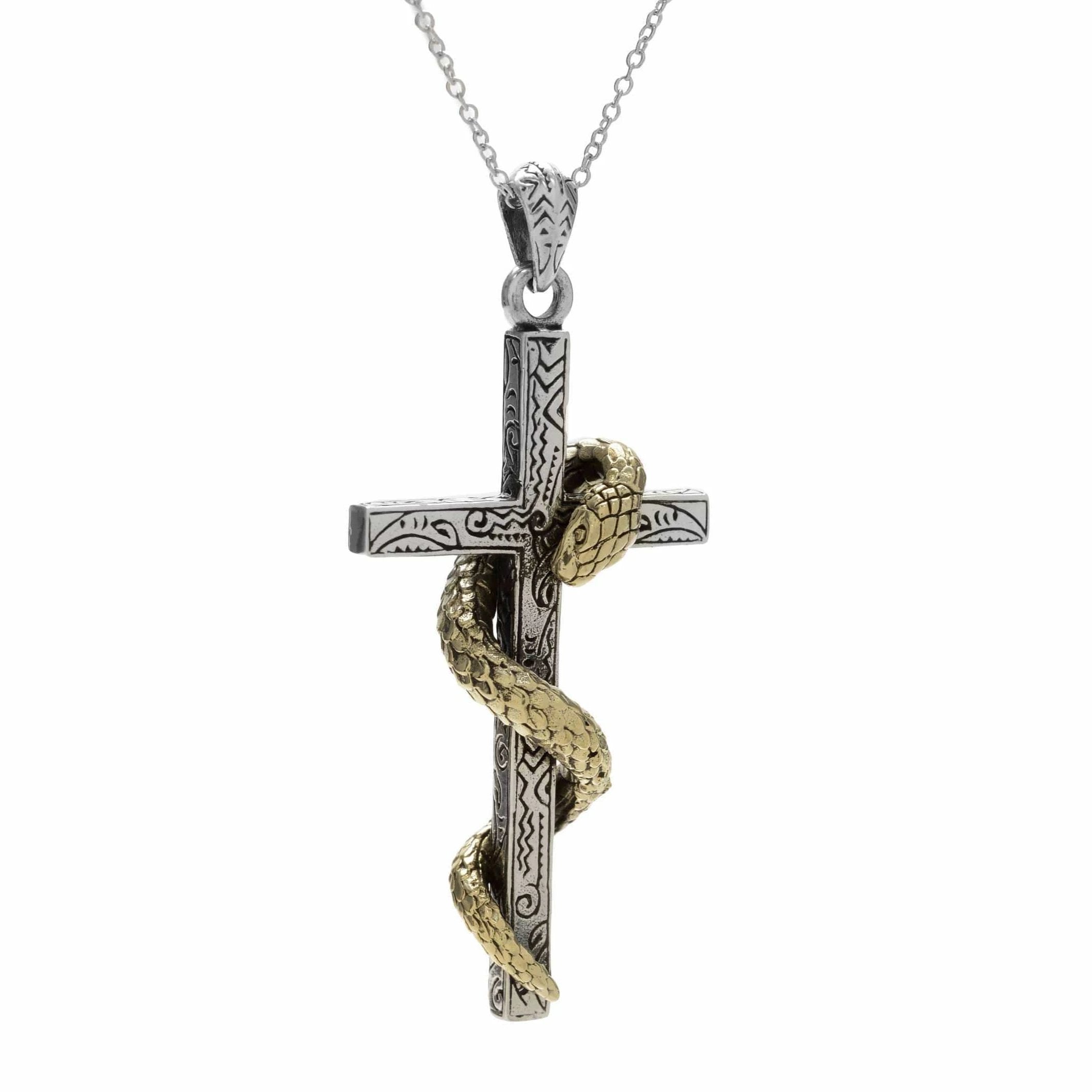 Serpent Cross Necklace - Silver Phantom Jewelry