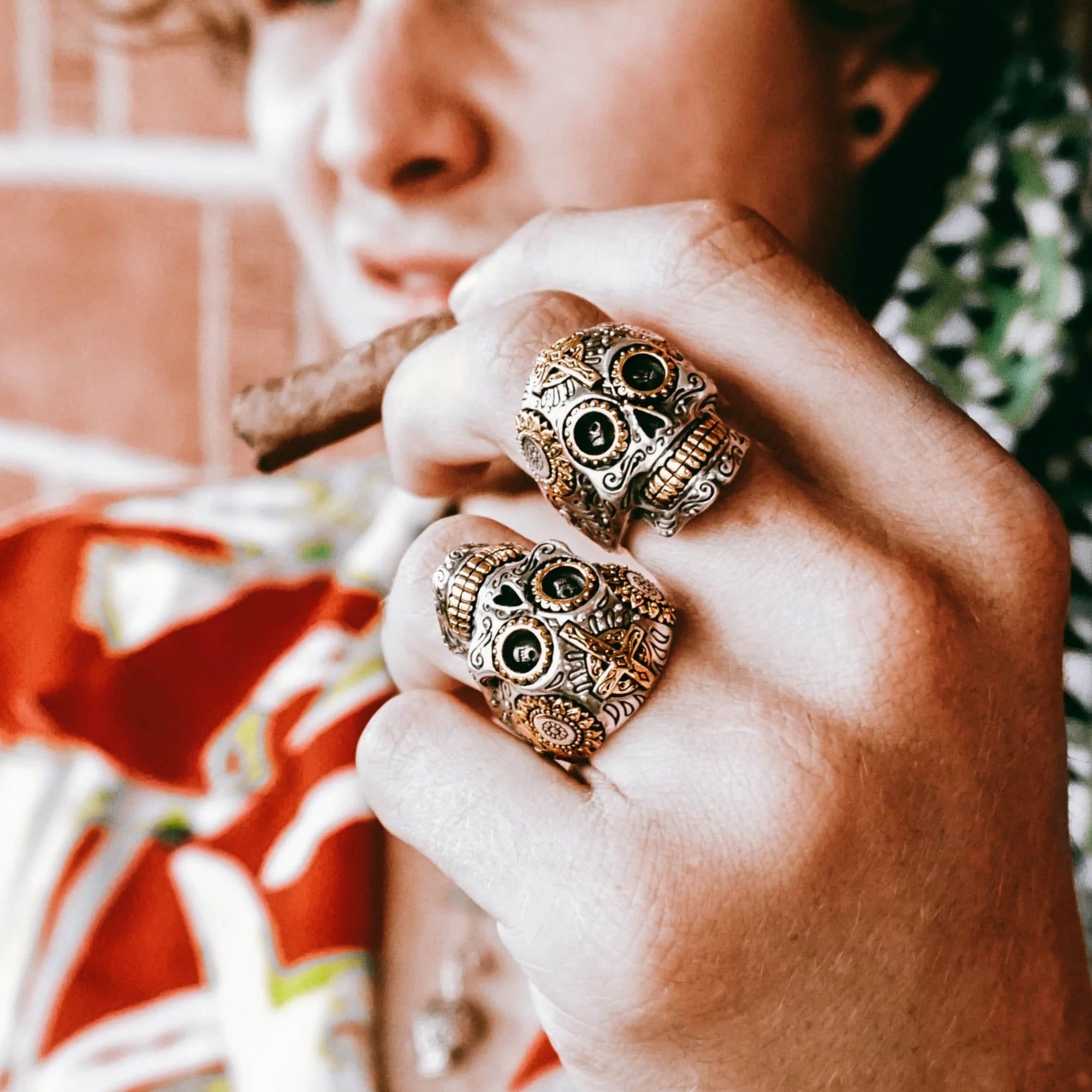 Calavera Sugar Skull Ring – Silver Phantom Jewelry