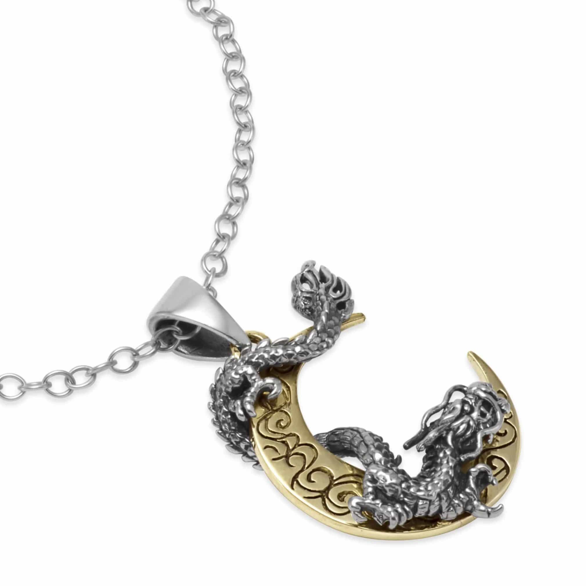 Crescent Moon &amp; Dragon Necklace