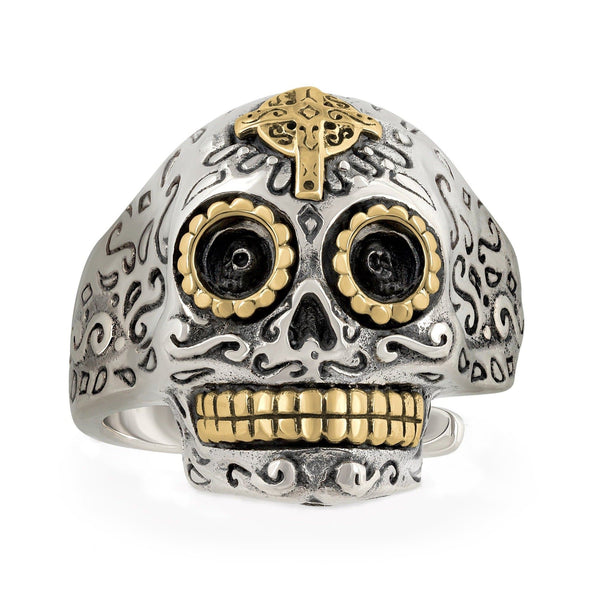 Aspero | Anillo Con Calaveras De Acero Inoxidable Plateado De 8 Mm