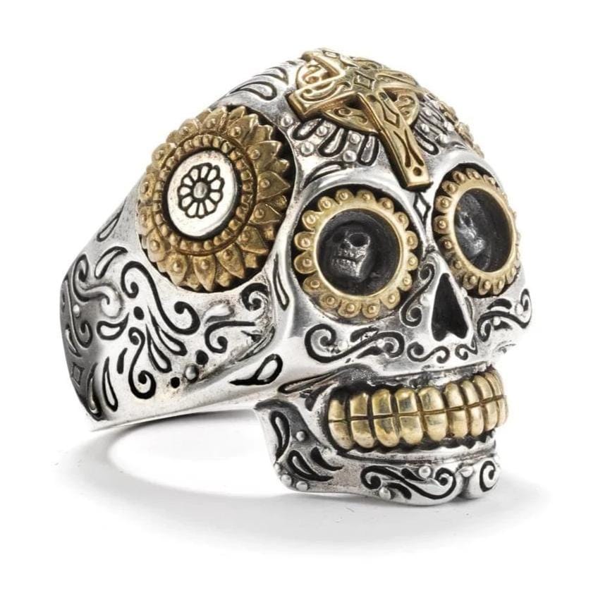 Calavera Sugar Skull Ring - Silver Phantom Jewelry