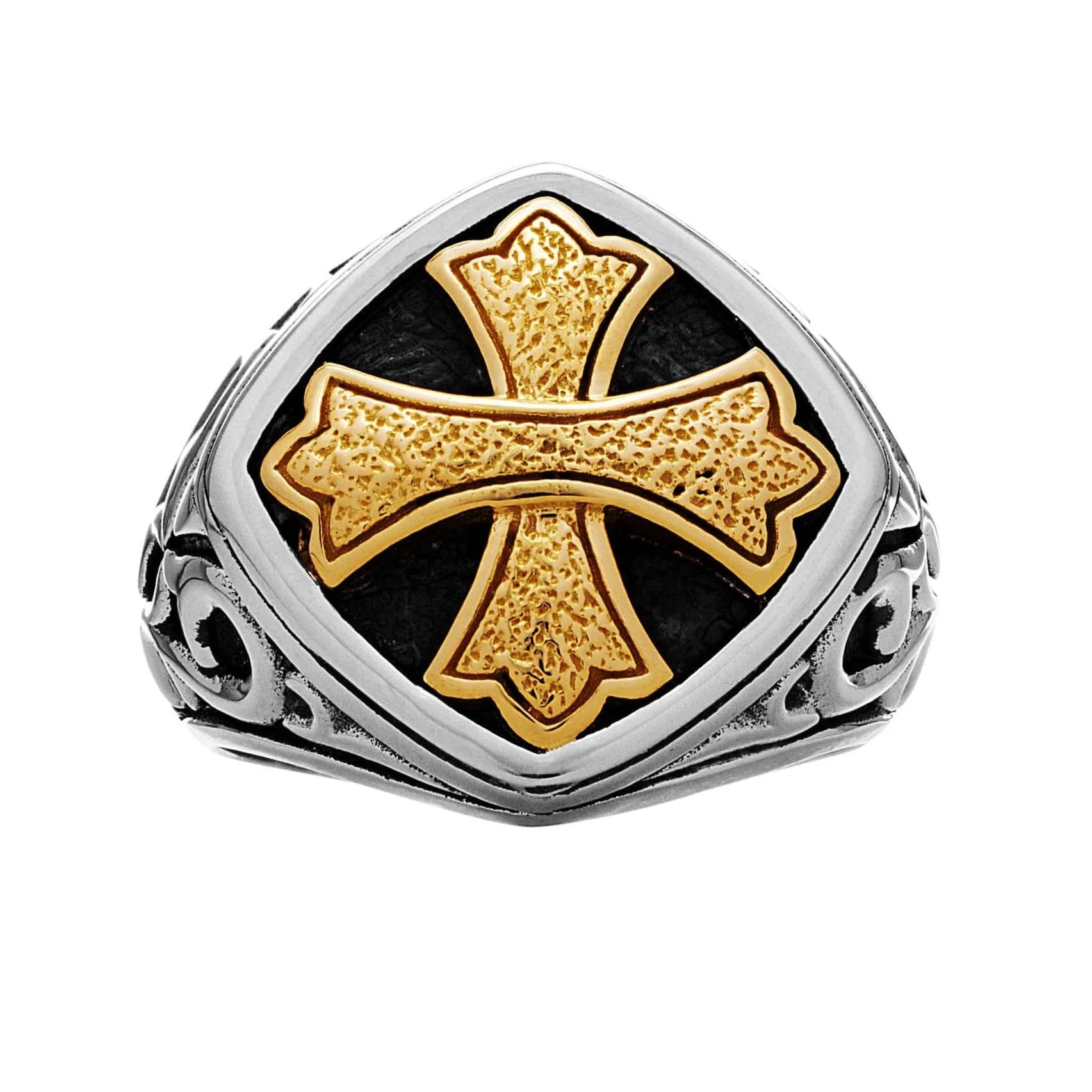 Layered Cross Ring with 18k Gold - Silver Phantom Jewelry