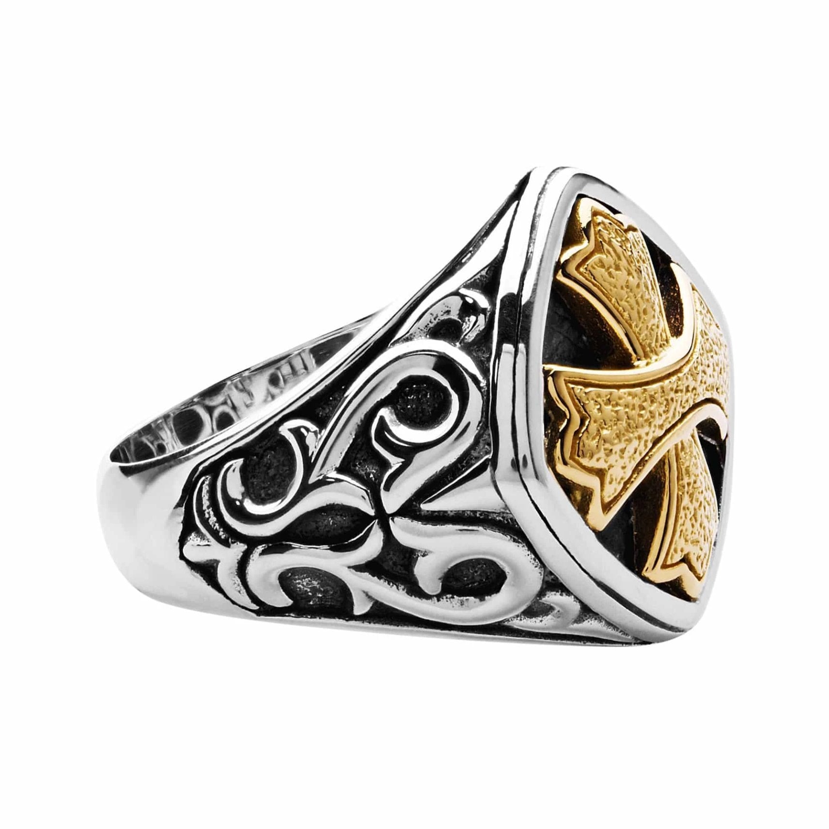 Layered Cross Ring with 18k Gold - Silver Phantom Jewelry